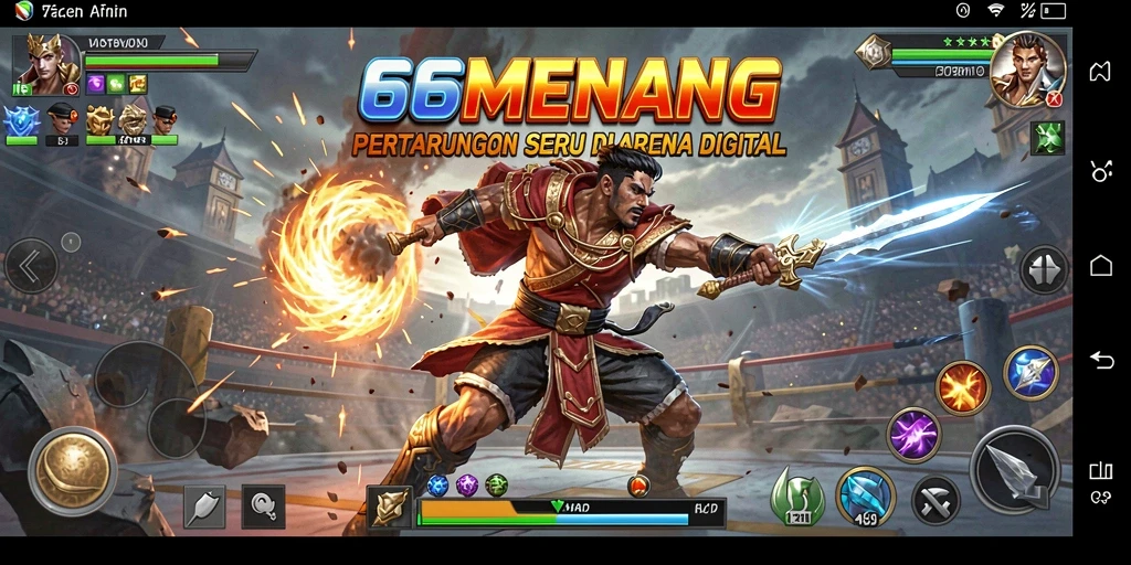 Gameplay seru 66MENANG dengan pertarungan karakter yang dinamis.