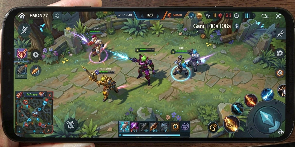Gambaran gameplay MOBA yang memukau dan seru di EMON77.