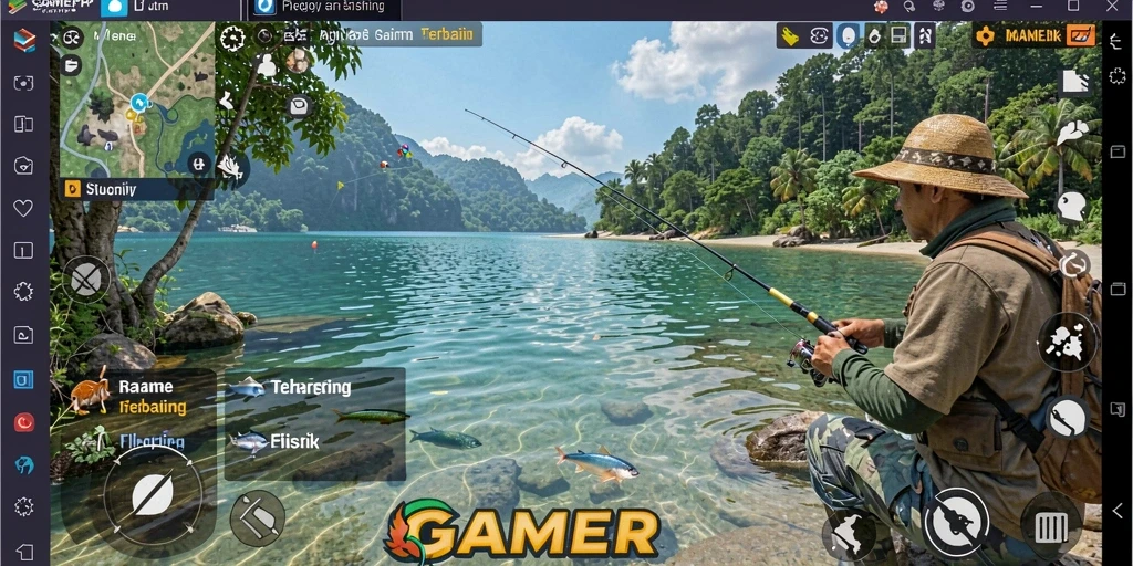 Tampilan gameplay memancing yang seru dan menantang di GAMERP.
