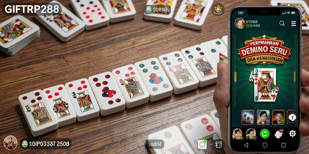 Screenshot utama GIFTRP288 menampilkan gameplay seru domino.