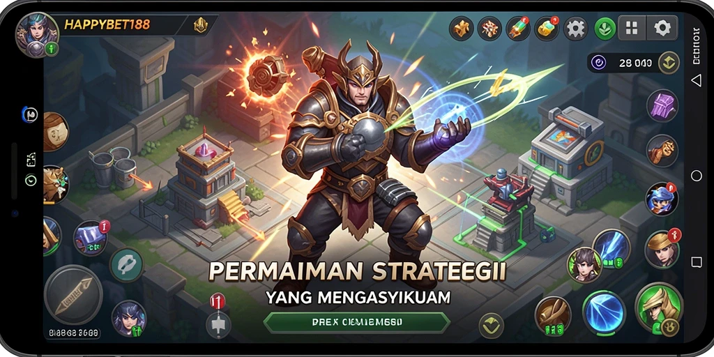 Tampilan gameplay strategis yang mendebarkan dari HAPPYBET188.