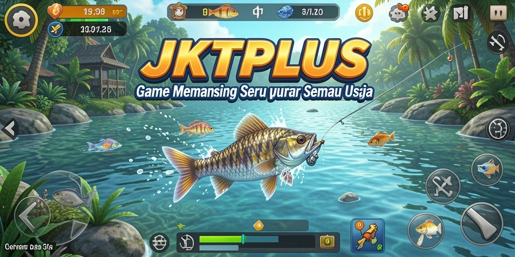 Tampilan menarik dari gameplay JKTPLUS yang menggambarkan pengalaman memancing.