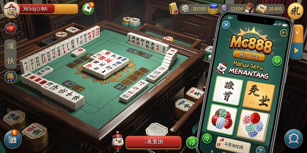 Screenshot gameplay MC888 menampilkan keseruan bermain Mahjong.