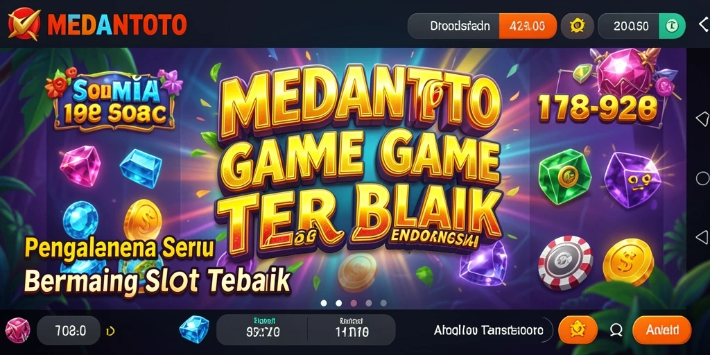 Tampilan gameplay MEDANTOTO dengan tema Slot yang menarik dan penuh warna.