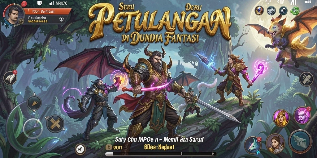 Screenshot menunjukkan karakter utama menjelajahi hutan misterius dalam MPO76.