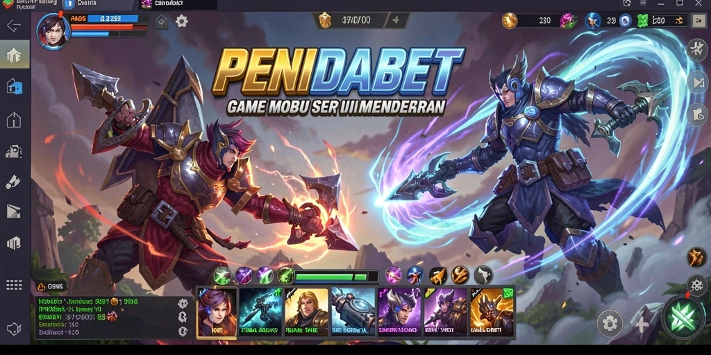 Screenshot PENIDABET menunjukkan aksi intens di arena MOBA.