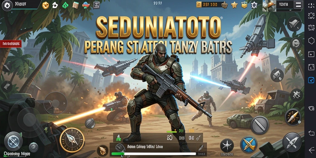 Screenshot gameplay SEDUNIATOTO dengan pertempuran strategi intens.