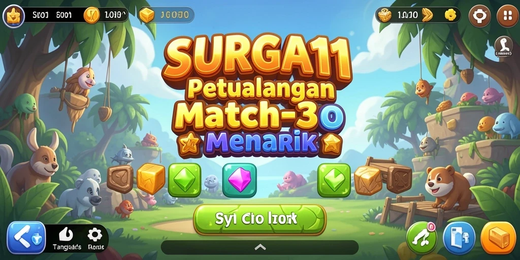 Tampilkan gameplay menarik SURGA11 dengan kombinasi warna-warni dalam permainan Match-3.